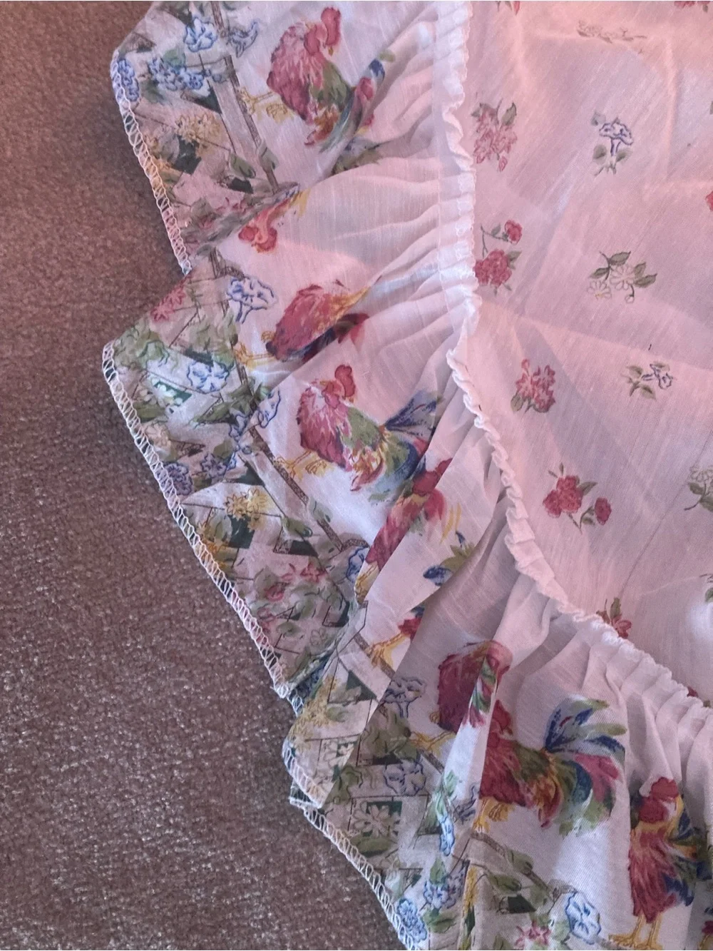 Ruffled Floral Curtain Valance in Soft Pink - Classic Country Style